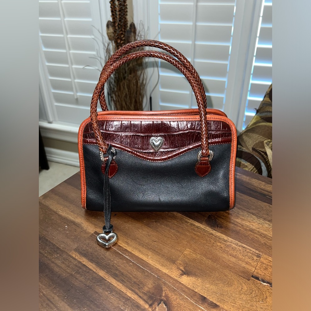 Brighton Moc Croc Leather Purse Vintage Fashion Cowgirl Style Black and Brown